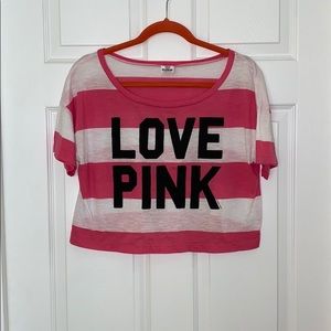 VS Pink logo slouchy crop top